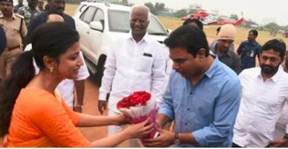 can collector Amrapali receive minister KTR at warangal helipad