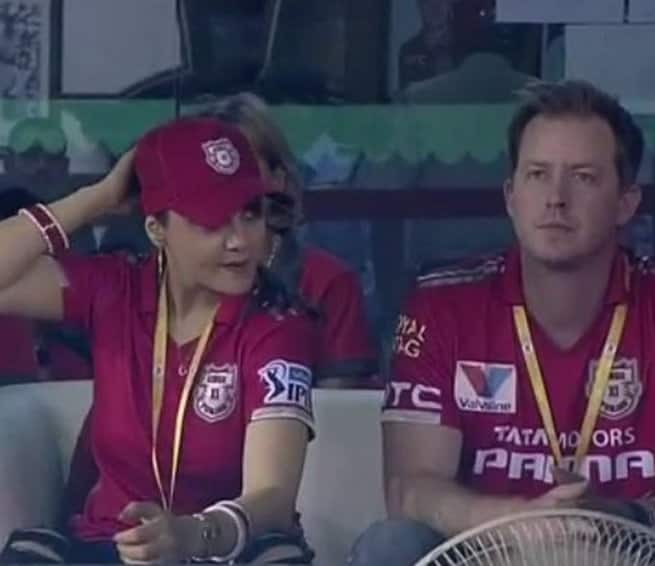 Spotted: Preity Zinta with Gene Goodenough during IPL match