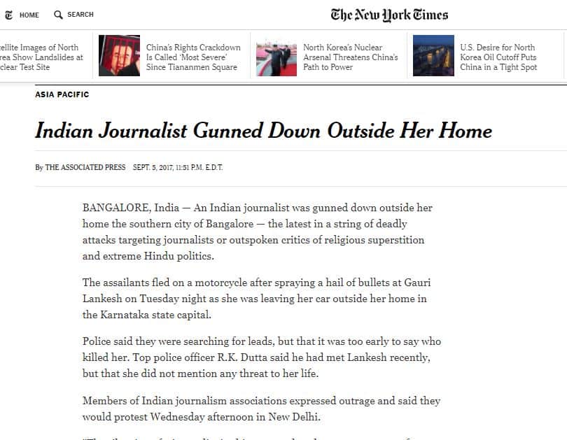 Gauri lankesh journalist shot dead in bengaluru
