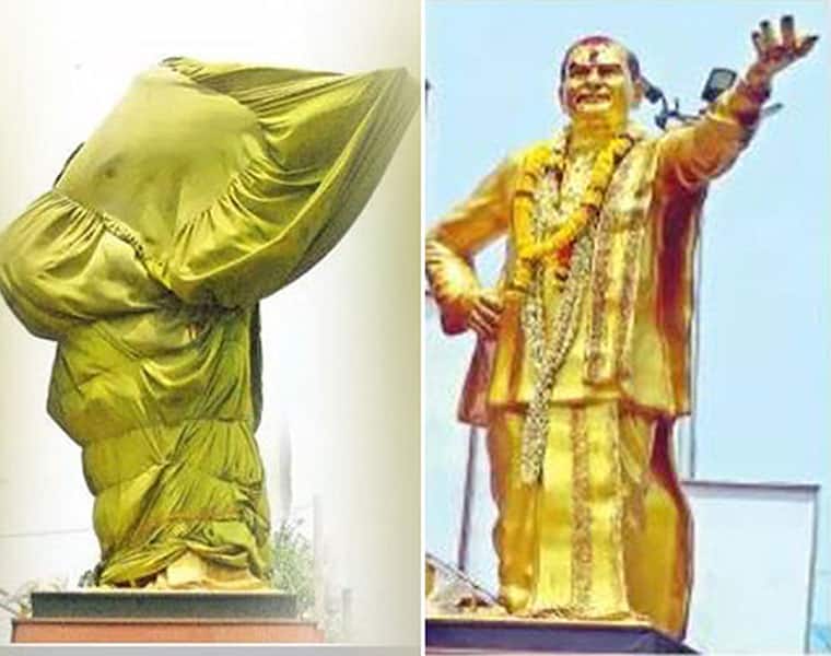 ntr statue defiled in the heart of vizag  during Mahanadu