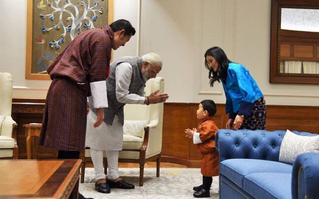 Video PM Modi Plays Catch With Bhutans Prince