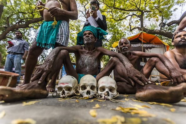 Ayyakannu Tamil Nadu farmers protest centre not responding skull naked protest