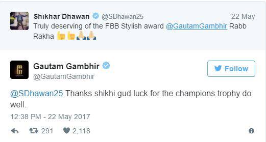 Gautam Gambhir Wishes Shikhar Dhavan Success Ahead of CT
