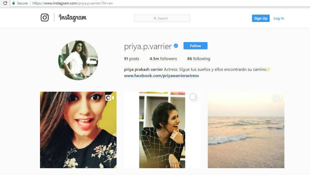 Priya Prakash Varrier Has More Instagram Followers Than Its Owner Mark Zuckerberg