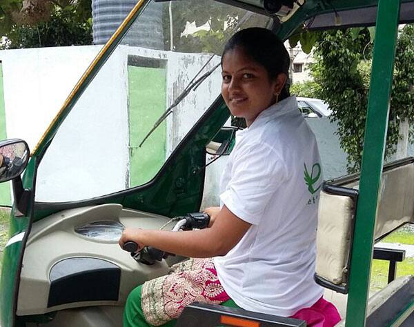 a women started cab  service with electric vehicles