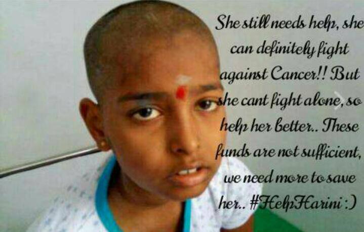 help  harini who is suffering from blood cancer through ketto