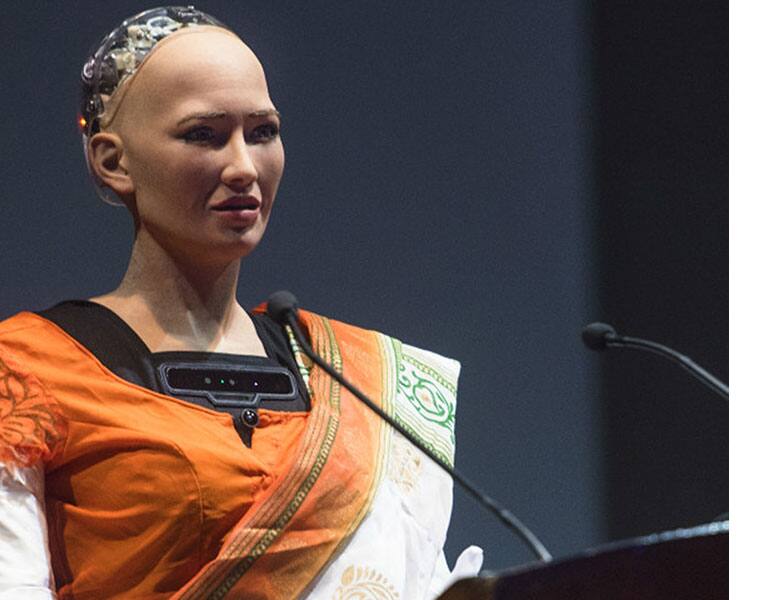 Worlds first robot citizen sophia speaks at Hyderabad IT Congress