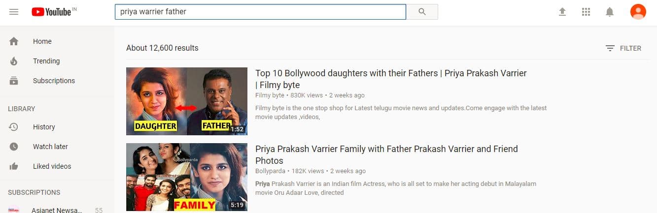 Who is the wink sensation Priya Prakash Varriers father Ashish Vidyarthi