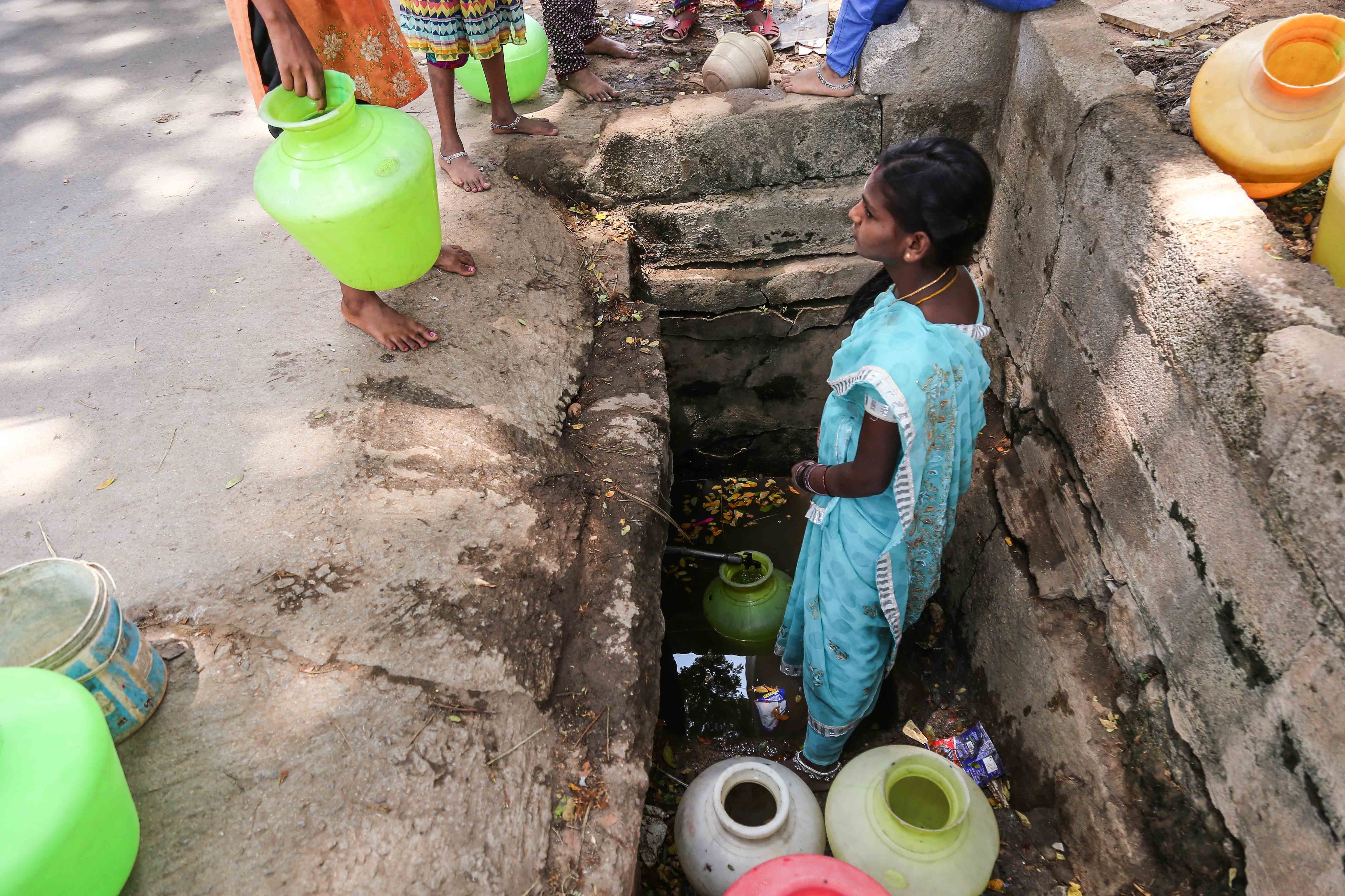 This dirty pit provides drinking water for Shanthinagar residents