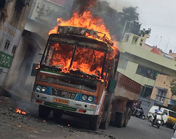 Cauvery row in Bengaluru Amid violence and arson one killed curfew imposed