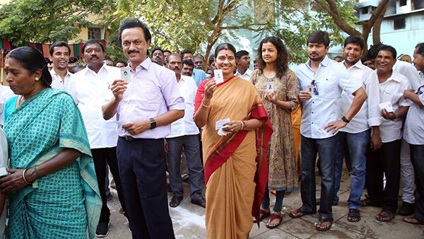 Tamil Nadu's top leaders Jaya, Karuna vote early