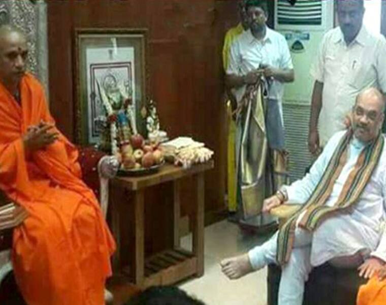 Amit Shah Meets Siddaganga Shri Tweets in Kannada