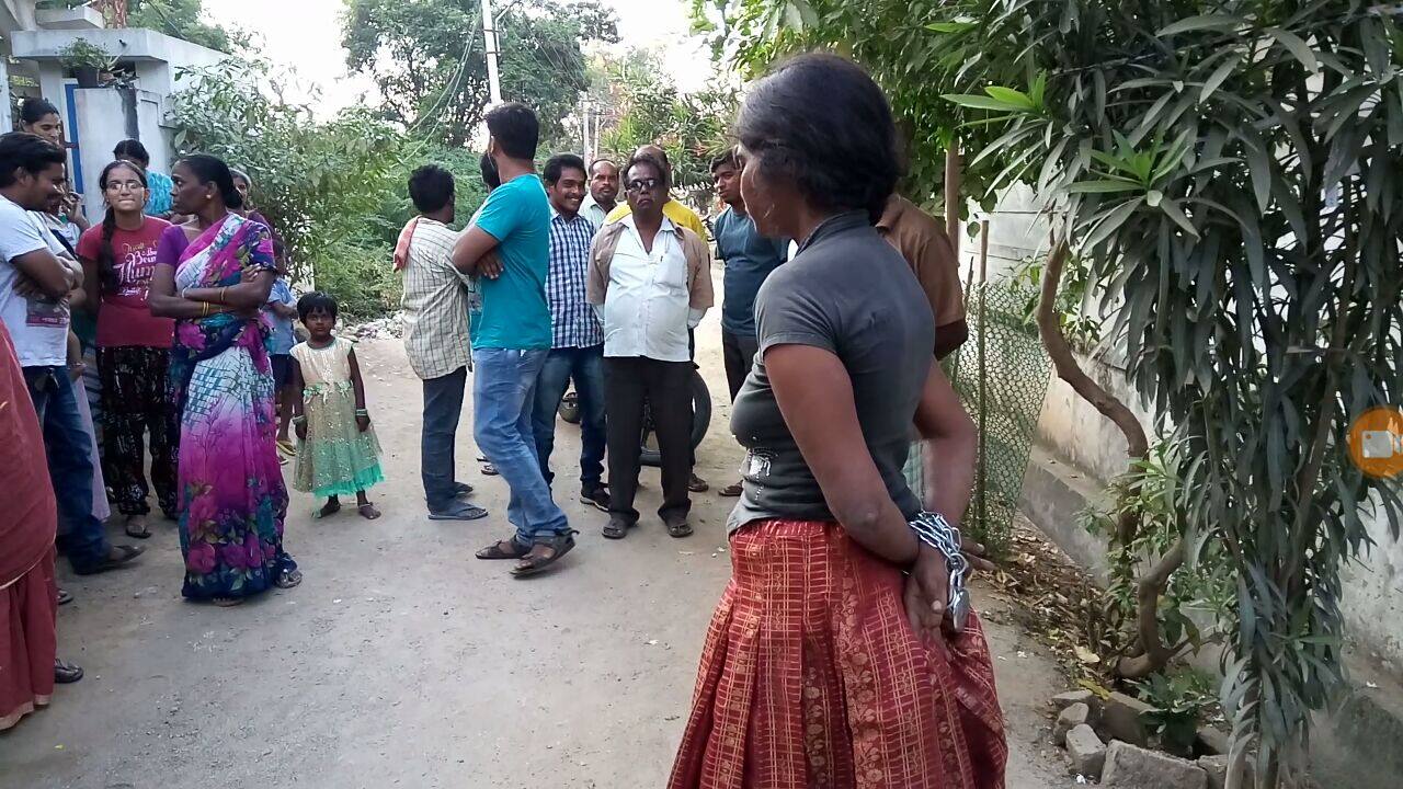 jagityal girl chained by brother and sister in law for not doing household chores