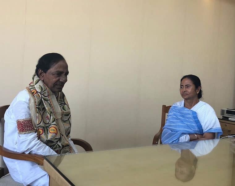 Mamata  meets posh KCR  in mro office like room in west bengal secretariat