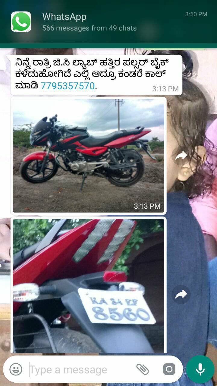 WhatsApp Helps Find out Missing Bike