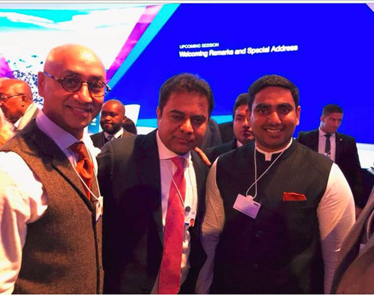 Chandrababu and ktr meets at Davos