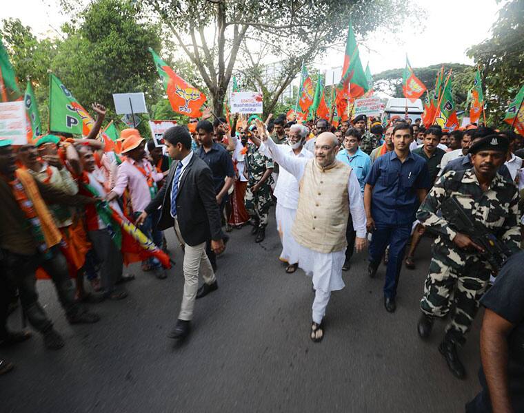 BJP rally Amit Shah pull out padayatra kannur Pinarayi vijayan