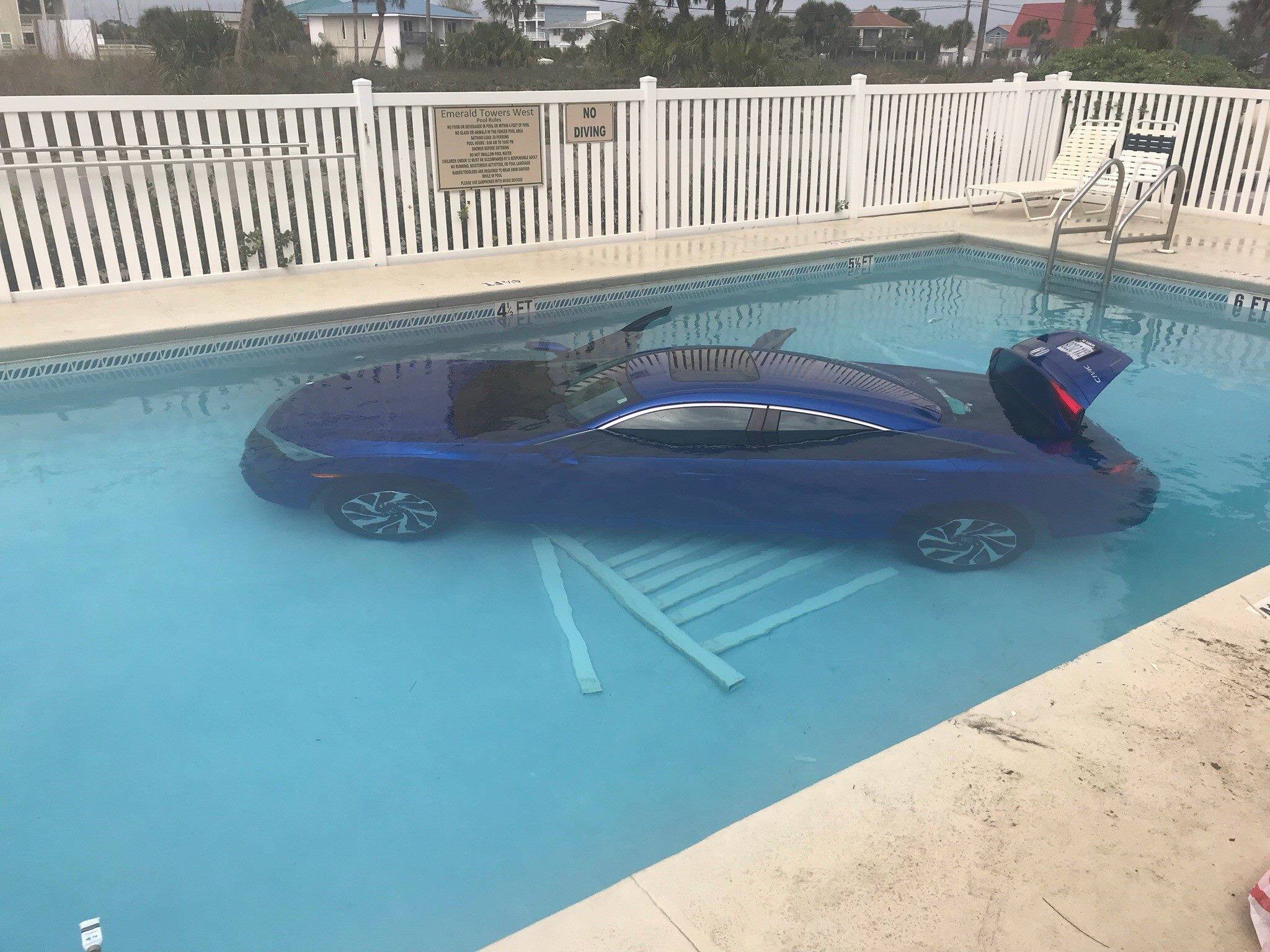 women forgets to park carlater found in pool