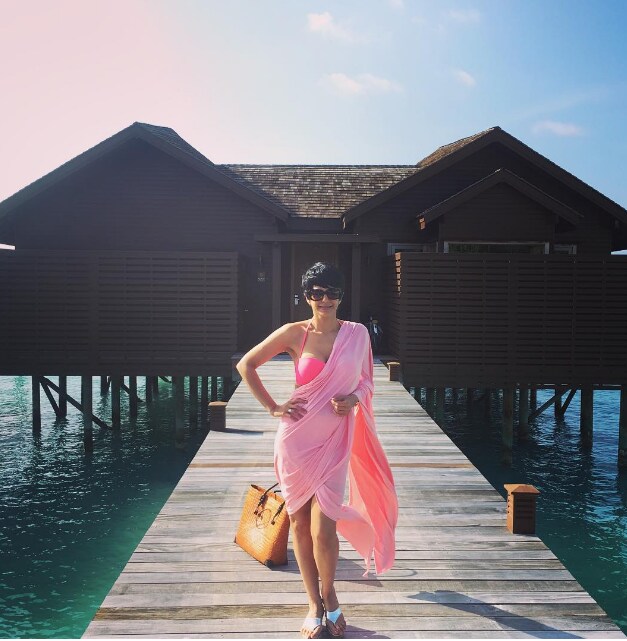 Mandira Bedi explores beaches of Maldives with husband Raj Kaushal and son Vir, see pics