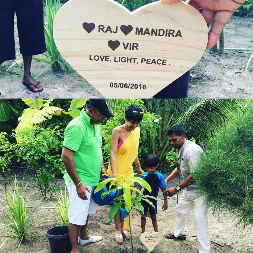 Mandira Bedi explores beaches of Maldives with husband Raj Kaushal and son Vir, see pics