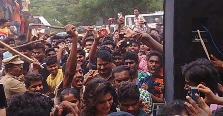 Samantha event actors car vandalised