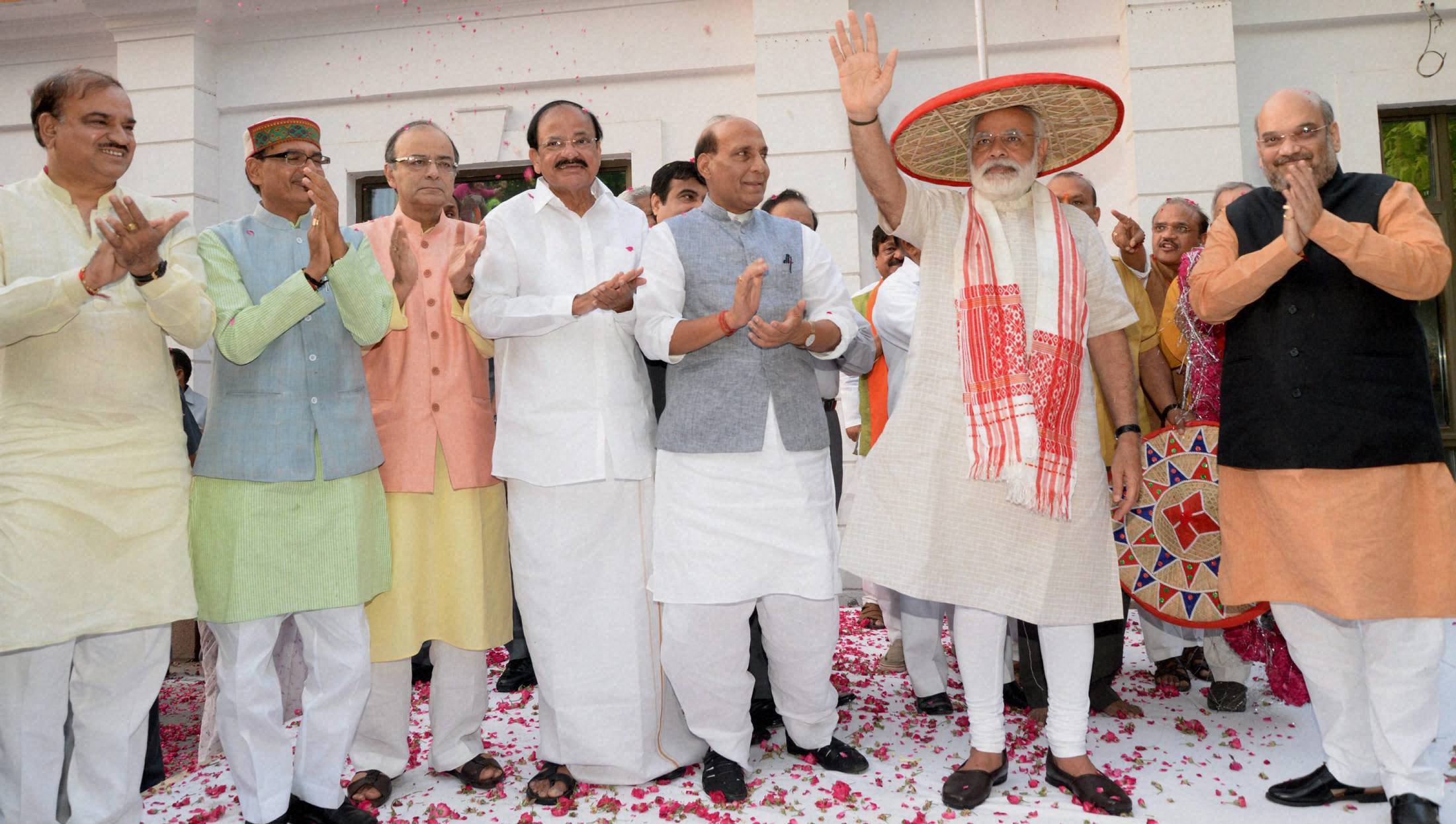 Modi celebrates almost Congress-mukt Bharat
