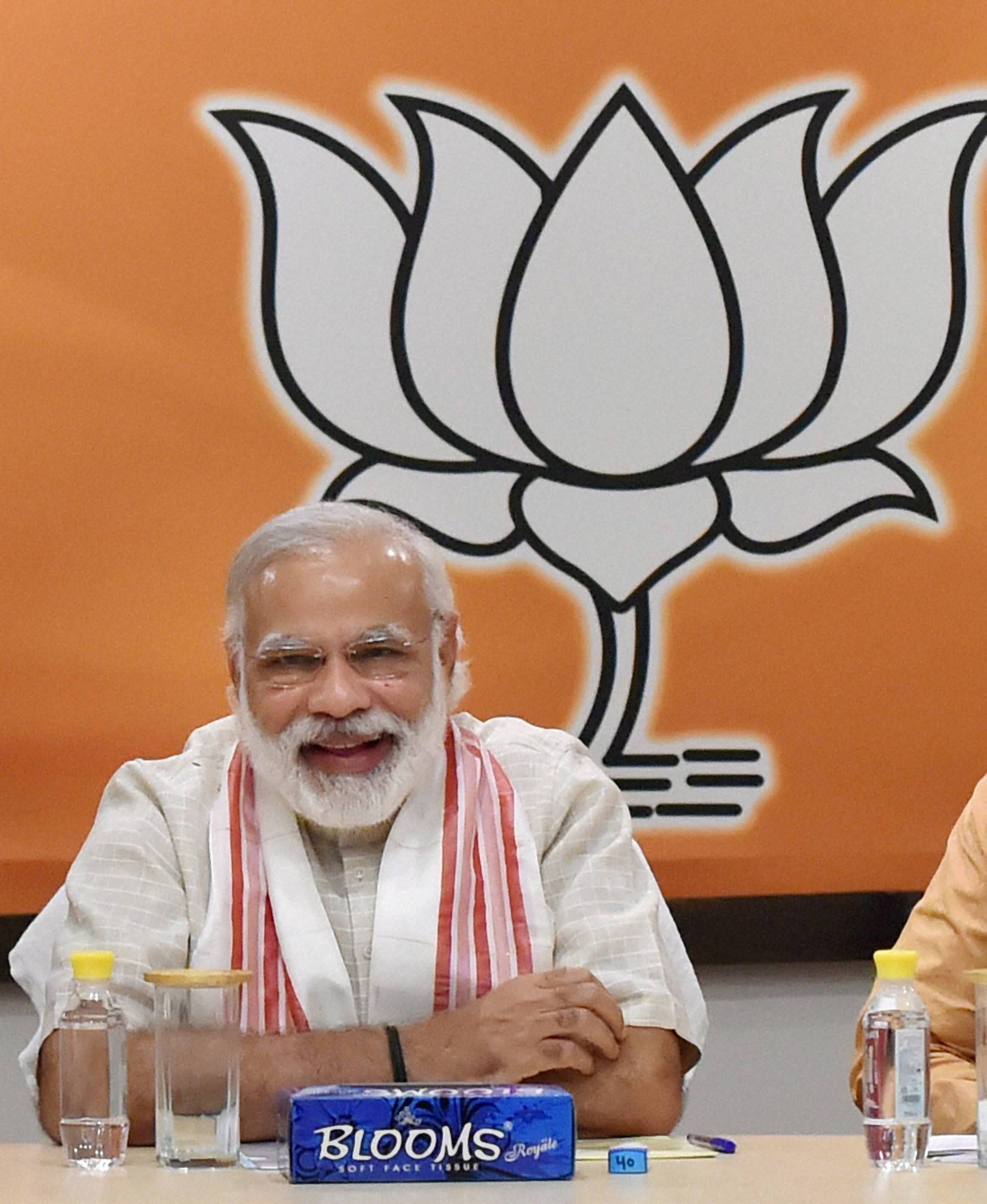 Modi celebrates almost Congress-mukt Bharat