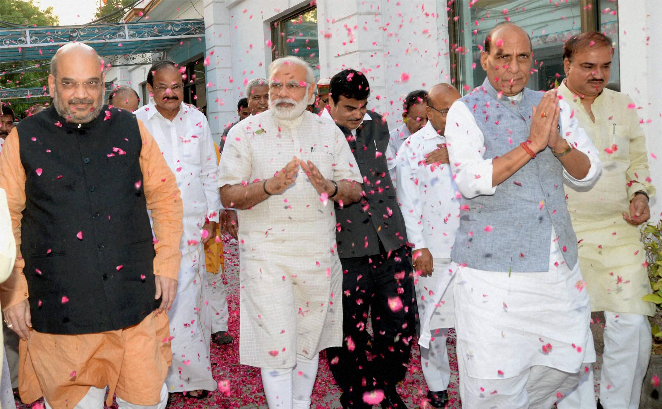 Modi celebrates almost Congress-mukt Bharat