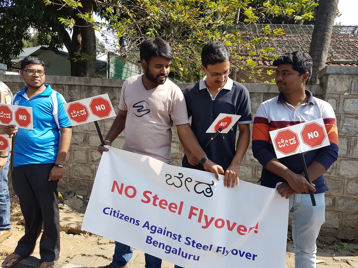 In pics Bengaluru protests against steel flyover