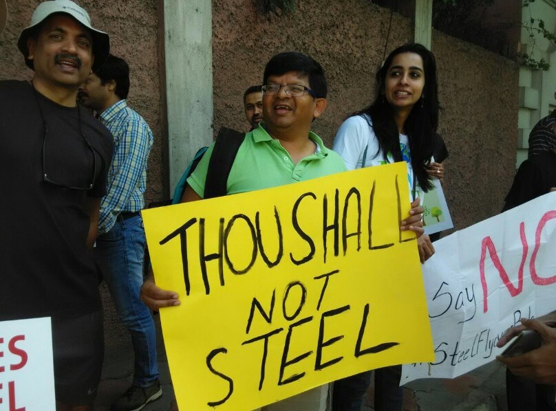 In pics Bengaluru protests against steel flyover