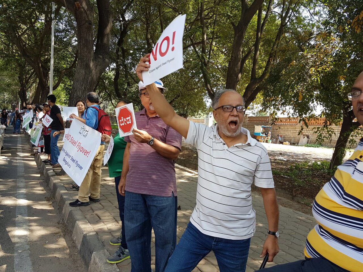 In pics Bengaluru protests against steel flyover