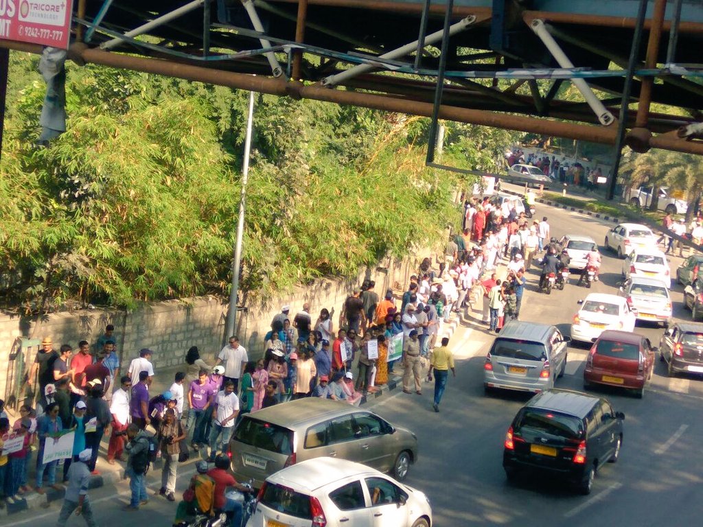 In pics Bengaluru protests against steel flyover