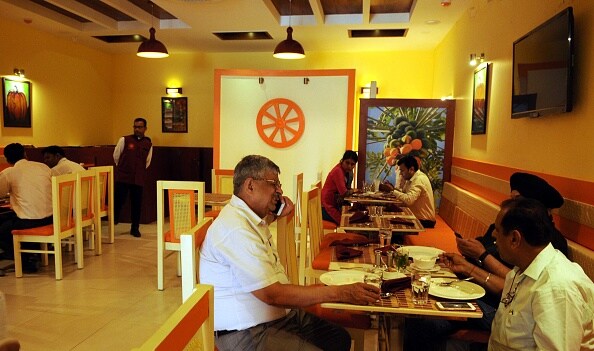 Inside Postik that serves food made from Patanjali products