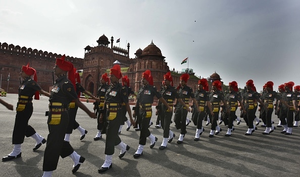 The full-dress rehearsal parade for 72nd Republic Day on January 26 is underway on Saturday from Vijay Chowk to National Stadium.