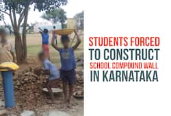 Karnataka: Students forced to construct government school compound wall