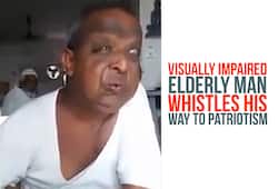 Independence Day: Blind elderly man patriotism whistling