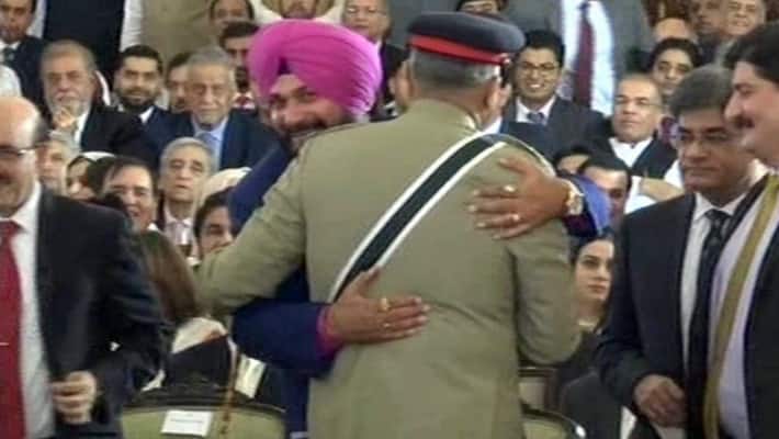 Navjot Singh Sidhu Pakistan hug General Bajwa controversy Imran Khan Oath ceremony