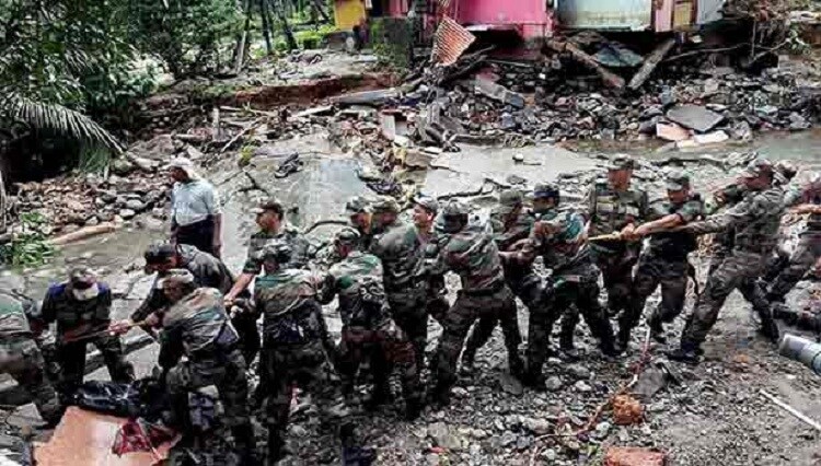 Indian military recue ladies from flood  they change their body line a steps