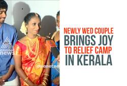 Kerala floods Newly wed couple brings joy relief camp video