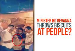 Kodagu floods Karnataka minister HD Revanna biscuits people Video