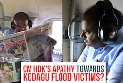 Kodagu floods Kumaraswamy's aerial survey reading newspaper photoshop