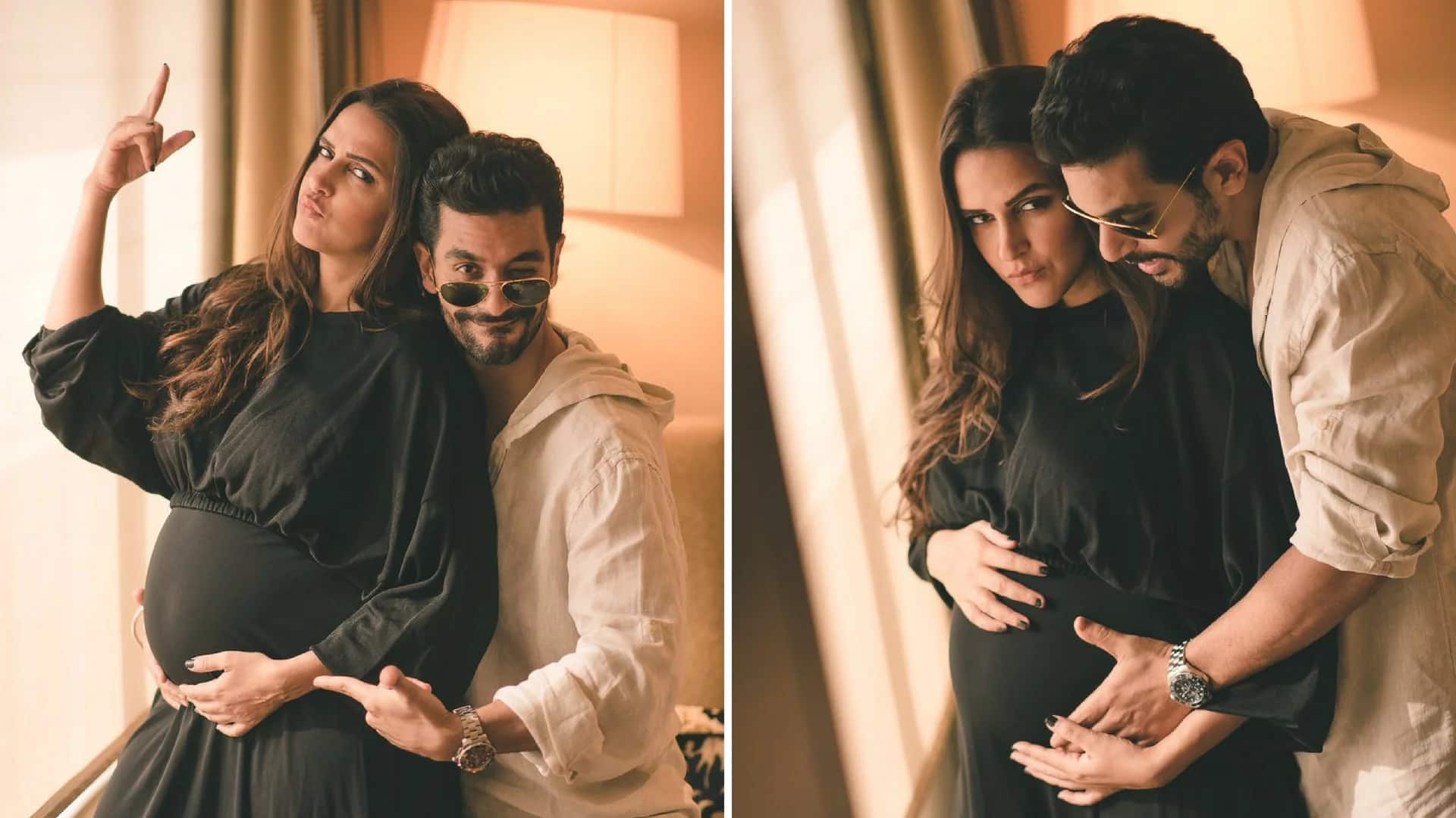 Neha Dhupia is pregnant elated Angad Bedi shares baby bump pictures
