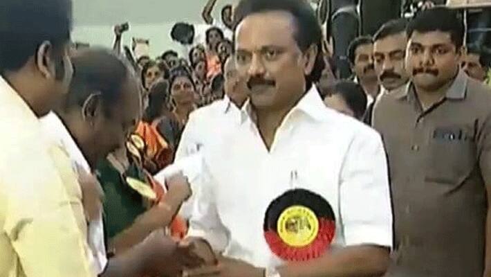 MK Stalin elected as President of Dravida Munnetra Kazhagam (DMK) at party headquarters in Chennai