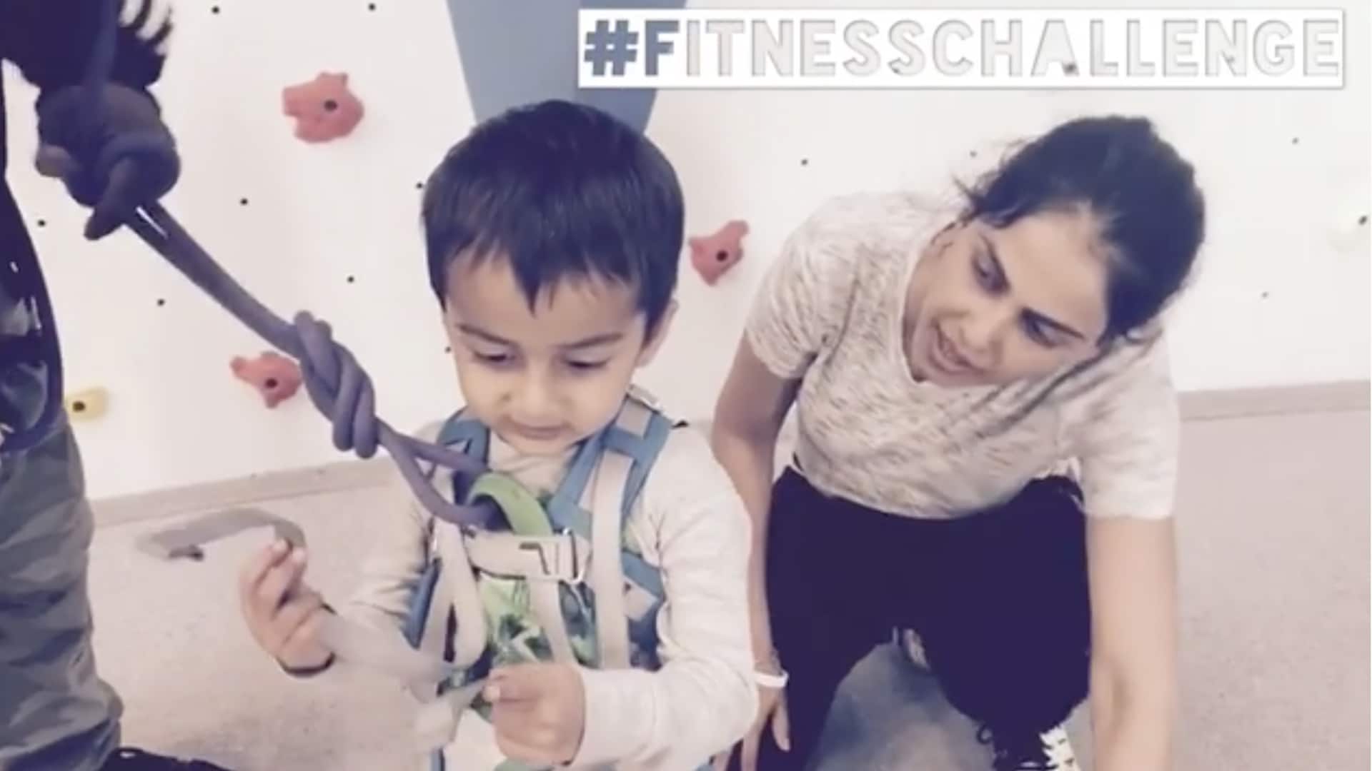 Riteish Deshmukh son Rahyl takes up the FitnessChallenge asks Taimur to join him