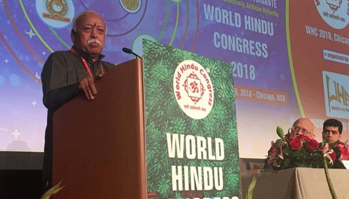 World Hindu Congress Mohan Bhagwat urges Hindus unity kicks up storm lion dog analogy