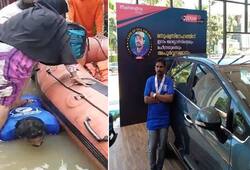 Kerala floods Mahindra dealer gifted new Marazzo  superhero fisherman Video