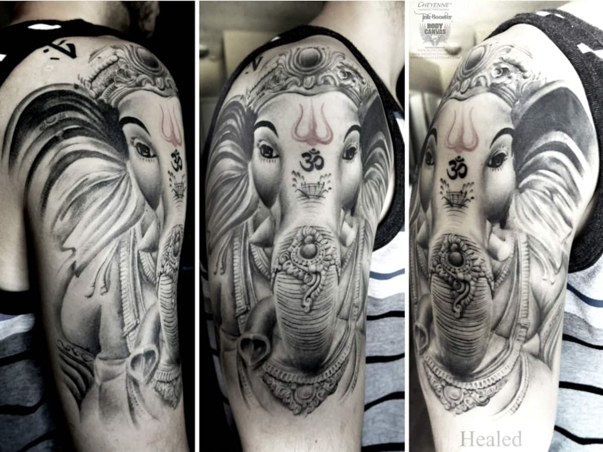 Best meaning of Ganesha Tattoo Black and Grey