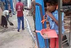 Karnataka Government school teacher students sweep clean  house Video