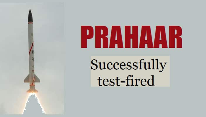 India success test fire 150-km range Prahaar ballistic missile Prithvi