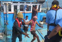 Karnataka Indian Coast Guard ICG evacuates 17 fishermen sinking boat